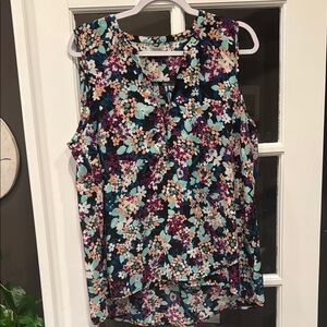 Maurices Green and Pink Mandarin Collar Blouse